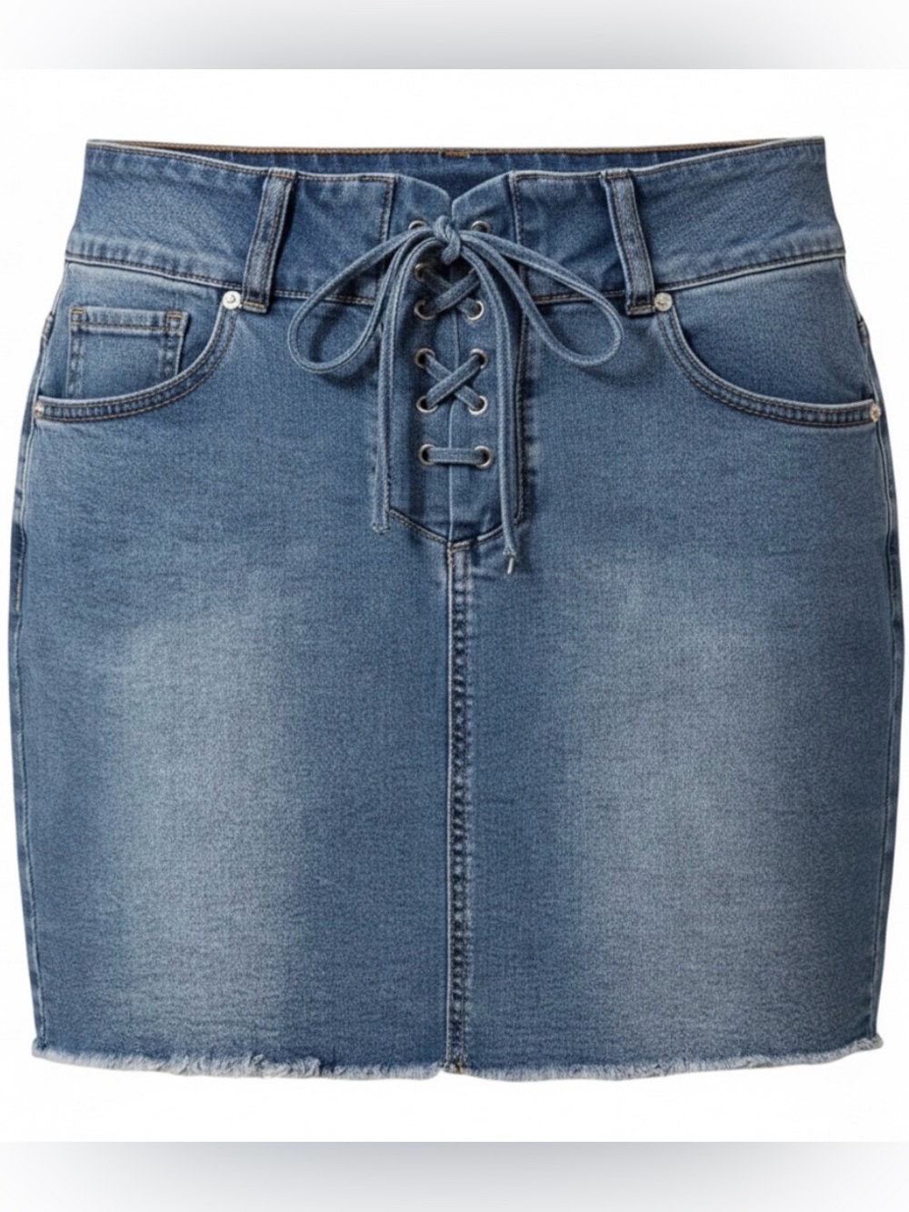 Revamped Denim Mini Skirt with Adjustable Tie Elastic Waist